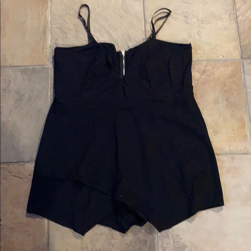 Charlotte Russe Plus Size 3X Black Romper W/ Deep Plunge Neckline